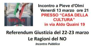 Pieve d'Olmi Referendum Le ragioni del NO incontro del 13 marzo