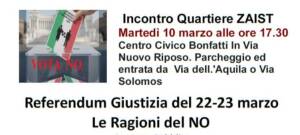(CR) Referendum Le ragioni del NO Incontro allo Zaist il 10 marzo