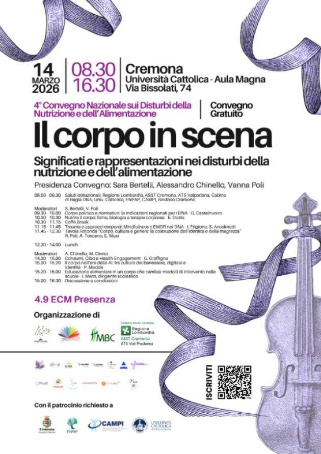 ASST Cremona SETTIMANA LILLA 2026 IL CORPO IN SCENA: A CREMONA IL CONVEGNO NAZIONALE