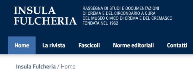 (CR) La rivista Insula Fulcheria entra nell’indice europeo ERIH Plus