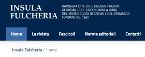 (CR) La rivista Insula Fulcheria entra nell’indice europeo ERIH Plus