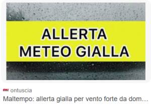 MALTEMPO. ALLERTA GIALLA PER RISCHIO IDRAULICO E IDROGEOLOGICO 
