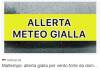MALTEMPO. ALLERTA GIALLA PER RISCHIO IDRAULICO E IDROGEOLOGICO 