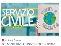 Crema informa : pubblicato il bando di selezione per il Servizio Civile Universale 2026