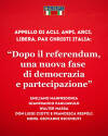 Dopo Referendum APPELLO DI ACLI, ANPI, ARCI, LIBERA, PAX CHRISTI ITALIA 