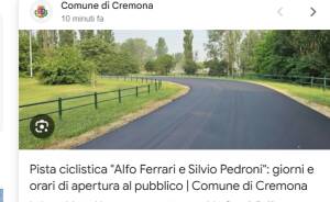 (CR) Pista ciclistica Alfo Ferrari e Silvio Pedroni: giorni e orari di apertura al pubblico