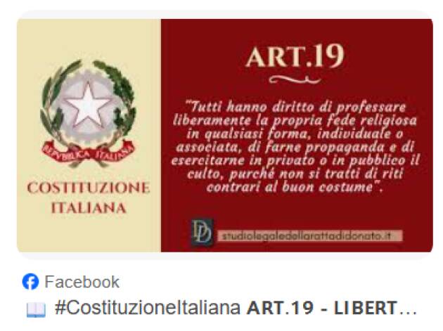 La Costituzione e la libertà religiosa | Beppe Bettenzoli