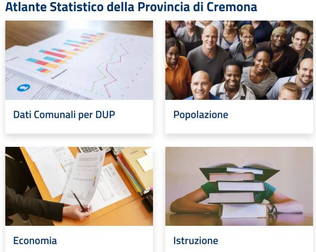E’ on line sul sito della Provincia l'Atlante statistico della Provincia di Cremona