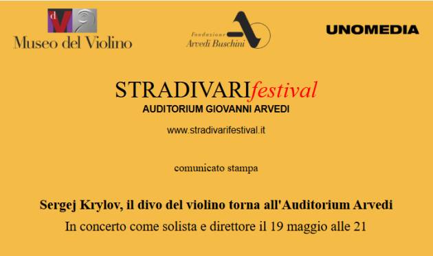 (CR) MDV Sergej Krylov, il divo del violino torna all'Auditorium Arvedi