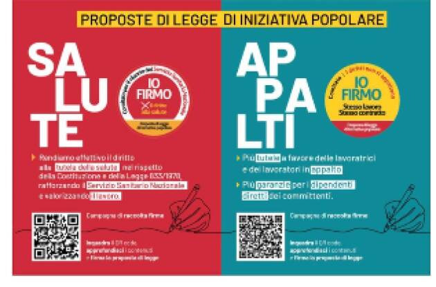 La campagna di raccolta firme della Cgil per la Salute e  sugli Appalti