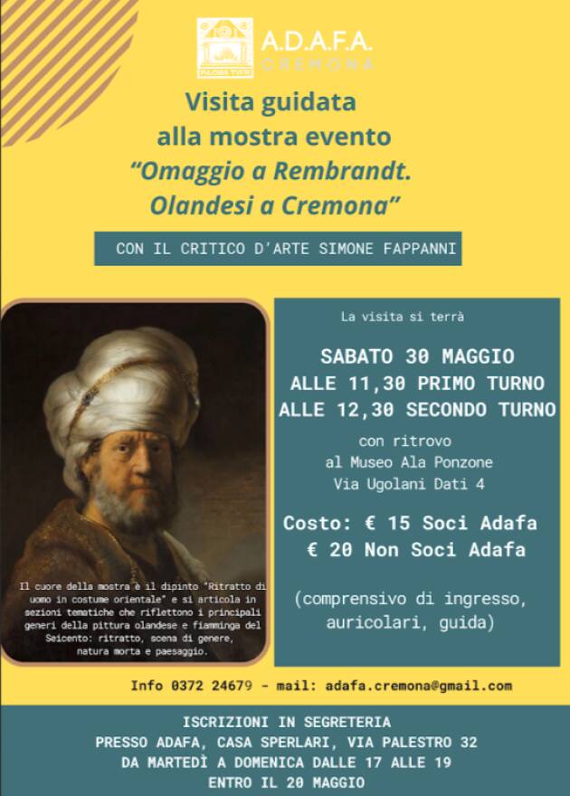 (CR) ADAFA ti invita a visitare la mostra Omaggio a Rembrandt.