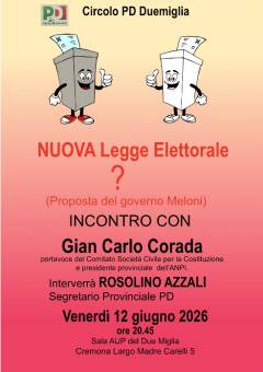 (CR) PD Circolo Cascinetto-DueMiglia incontro su legge elettorale Meloni