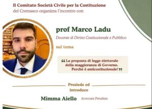 Nuova Legge Elettorale Meloni Incontro a Crema con il prof. Marco Ladu il 24 giugno