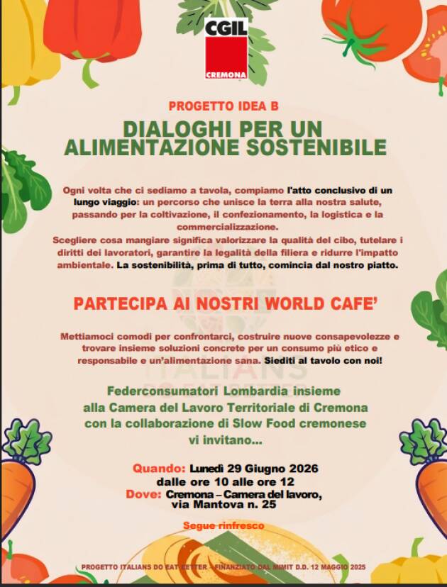 Il progetto di Federconsumatori ITALIANS DO EAT BETTER arriva a Cremona