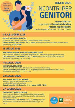 Crema Consultorio, gli eventi del mese di luglio 2026
