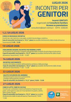 Crema Consultorio, gli eventi del mese di luglio 2026