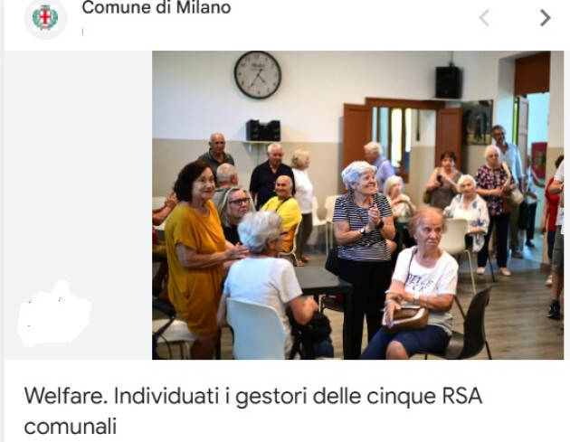 Anziani WELFARE. INDIVIDUATI I GESTORI DELLE CINQUE RSA COMUNALI