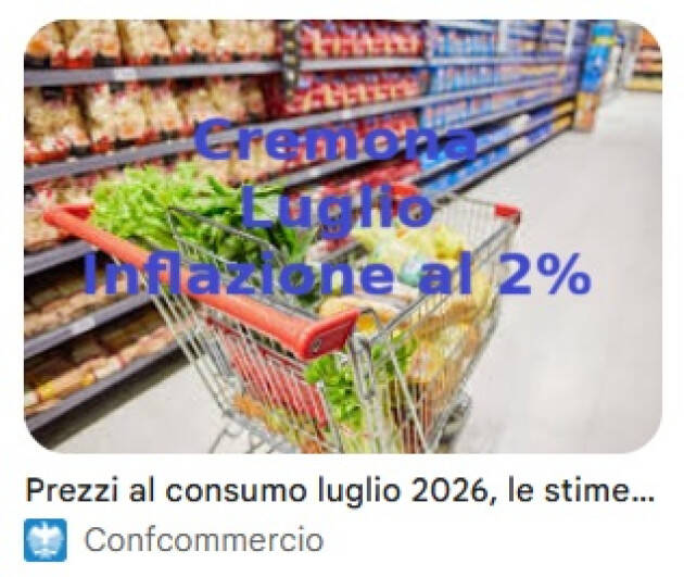 INDICE ANDAMENTO PREZZI AL CONSUMO A CREMONA MESE DI LUGLIO 2026