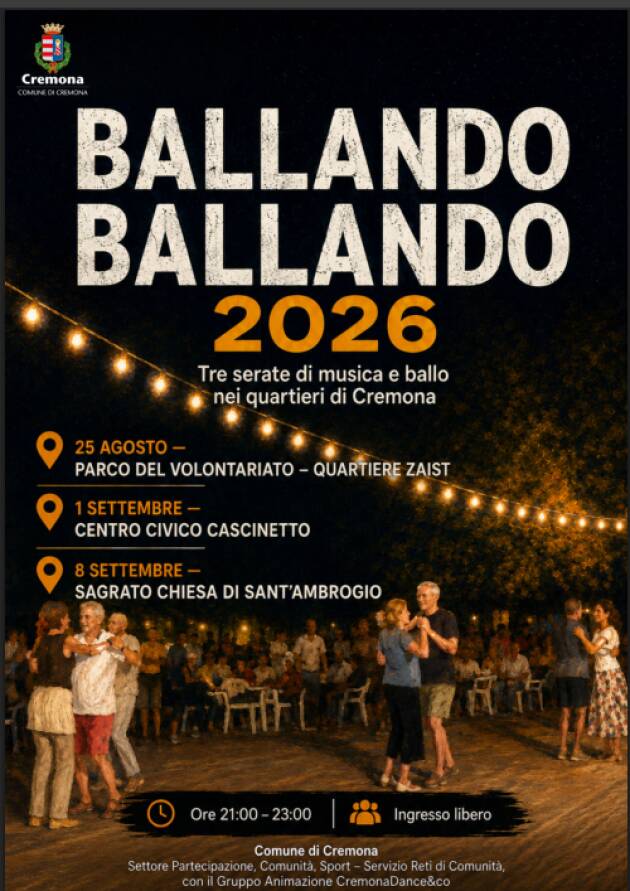(CR) Torna la rassegna “Ballando Ballando”: tre date per danzare in città.