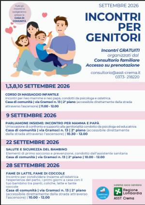 ASST Crema  Consultorio, gli eventi del mese di settembre 2026
