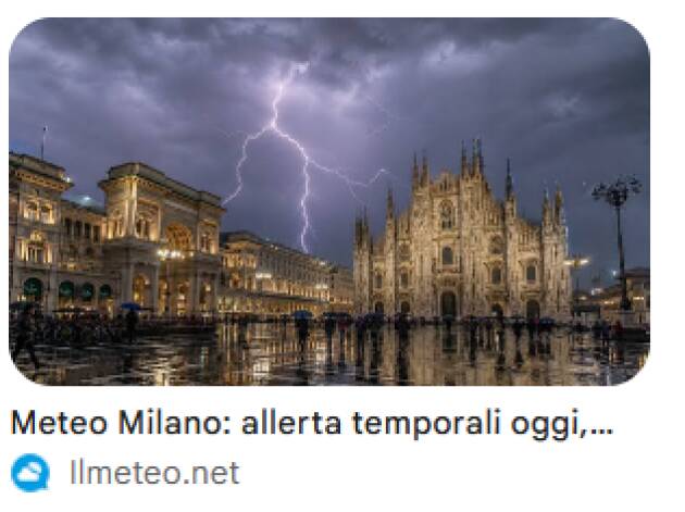 (MI) MALTEMPO. ALLERTA GIALLA PER RISCHIO TEMPORALI A PARTIRE DALLE ORE 14