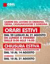 CGIL Cremona ORARI E CHIUSURE ESTIVE 2026 DELLE NOSTRE SEDI