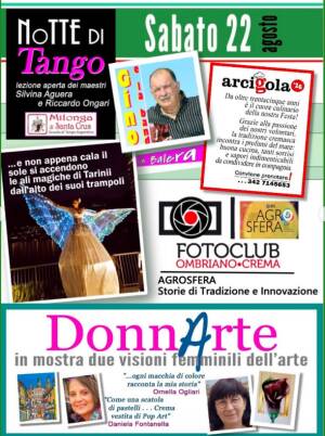 Crema Sabato 22 agosto  la  Festa dell'Unià di Ombrianello  continua fino al 31 agosto
