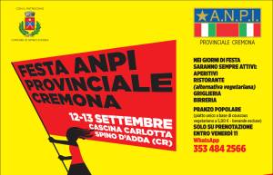(CR) Festa provinciale Anpi 12 -13 SETTEMBRE 2026 a Spino d'ADDA