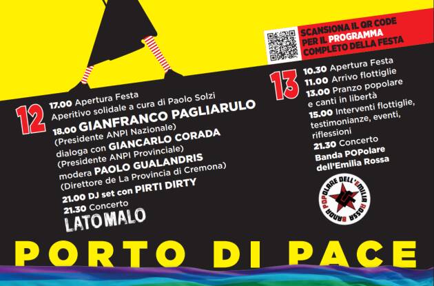 (CR) Festa provinciale Anpi 12 -13 SETTEMBRE 2026 a Spino d'ADDA