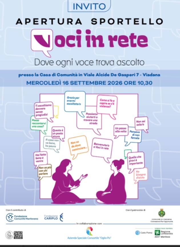 VIOLENZA DI GENERE: A VIADANA UN NUOVO SPORTELLO DI ASCOLTO E ORIENTAMENTO