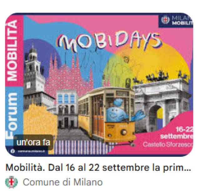 (MI) MOBILITÀ. DAL 16 AL 22 SETTEMBRE LA PRIMA EDIZIONE DEI MOBIDAYS