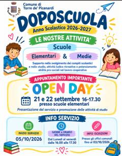 TORRE – Riparte il doposcuola comunale anche per l'AS 2026-2027