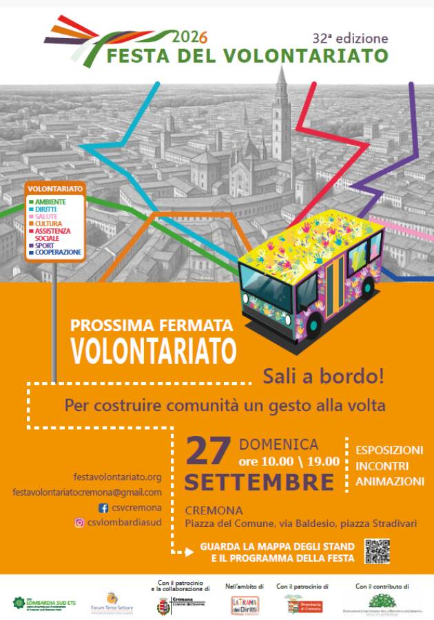 Anpi Cremona alla Festa del Volontariato domenica 17 alle ore 9