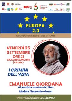 Crema Emanuele Giordana sarà protagonista dell’incontro 'I crimini dell’Asia'