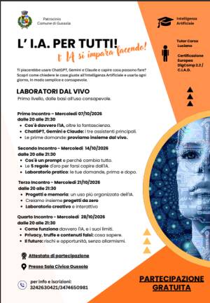 “L’IA per tutti”: a Gussola quattro serate per imparare l’intelligenza artificiale