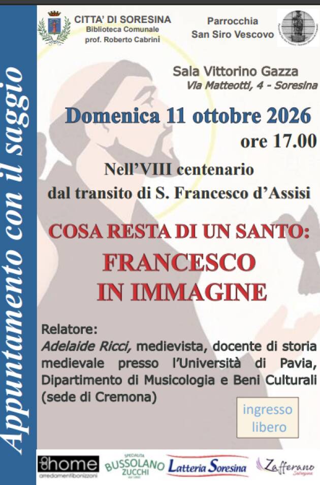 Soresina Appuntamento con il saggio, Cosa resta di un santo: Francesco immagine.