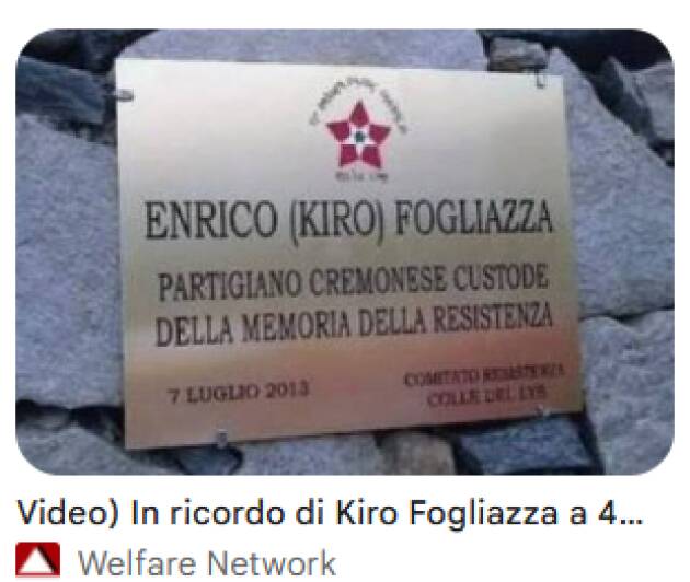 Anpi Cremona invita cerimonia intitolazione della via a Enrico Kiro Fogliazza