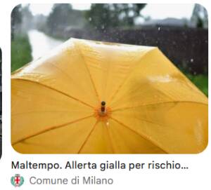 Milano MALTEMPO. ALLERTA GIALLA PER RISCHIO IDROGEOLOGICO