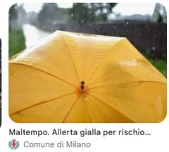 Milano MALTEMPO. ALLERTA GIALLA PER RISCHIO IDROGEOLOGICO